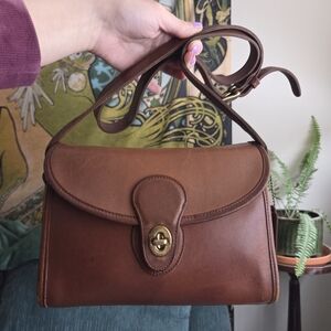 Vintage Coach British Tan Devon Turnlock Flap Crossbody Bag